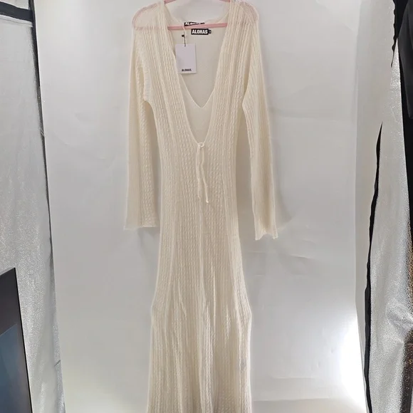 Alohas Triza Cream Knit Lace-Up Maxi Sweater Dress - Picture 7 of 15